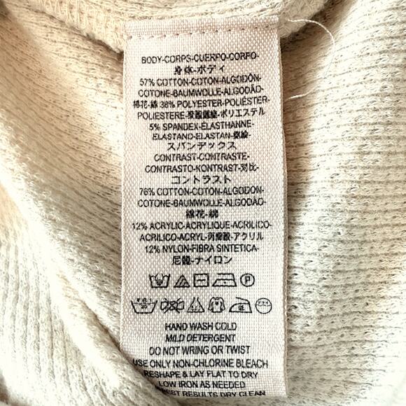 Free People Fairground Thermal Folk Boho Cream Long Bell Statement Sleeve Top XS - Picture 8 of 10